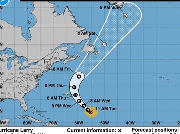 Huracán “Larry” mantiene su avance por el Atlántico; se dirige a la costa este de EU