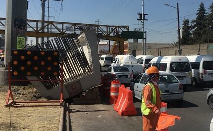 Cae "ballena" de concreto en carretera Texcoco-Los Reyes