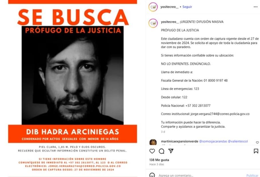 El músico se encuentra prófugo desde noviembre del 2024. Foto: Instagram