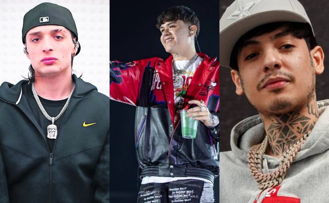Natanael Cano, Peso Pluma, Junior H los cantantes de moda de los corridos tumbados. Foto: Archivo