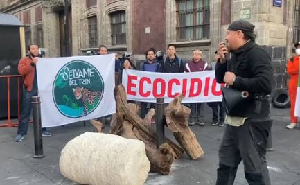 "¡Sin cenotes no hay paraíso!"; exigen en Palacio Nacional detener construcción del Tramo 5 del Tren Maya