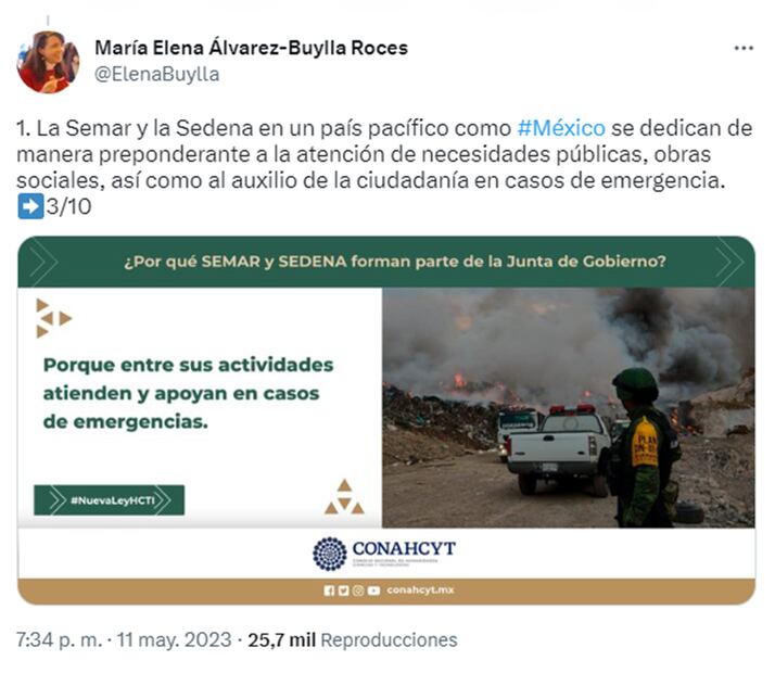 Captura Tweet, directora de Conacyt. Foto:  Twitter @ElenaBuylla