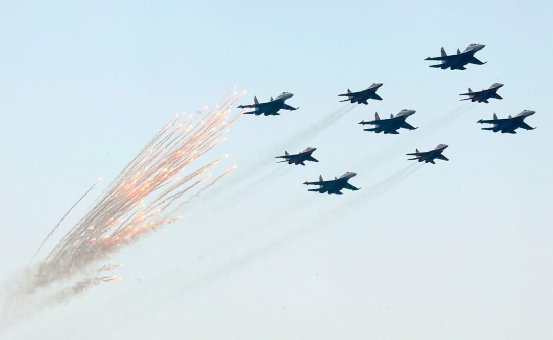 Aviones cazas rusos en una exhibición. Foto: Ilustrativa / Archivo / EFE