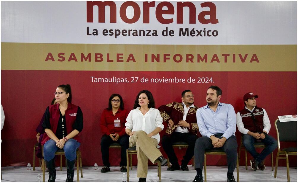 Luisa María Alcalde, presidenta nacional de Morena en Tamaulipas (27/11/2024). Foto: Especial