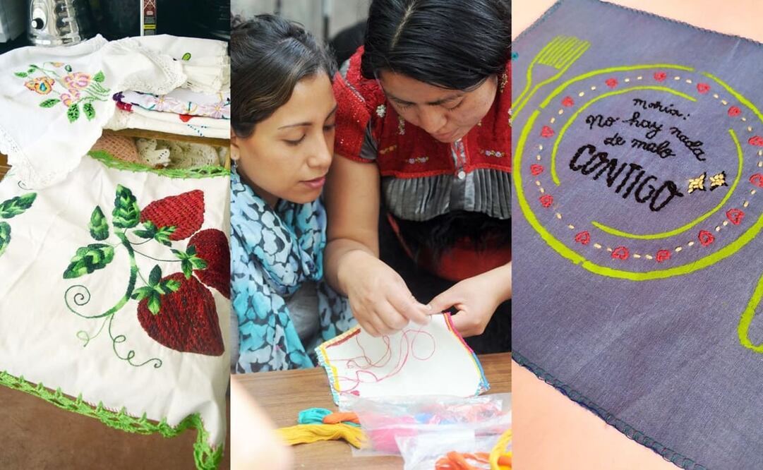 El bordado solía transmitirse de generación en generación entre madres e hijas, pero en la actualidad ya es más común que cualquier interesado aprenda las técnicas de puntada y decoración por videos en redes sociales. Fotos: EL UNIVERSAL/Cortesía María Aranguré/Poniendo el Tema sobre la Mesa.