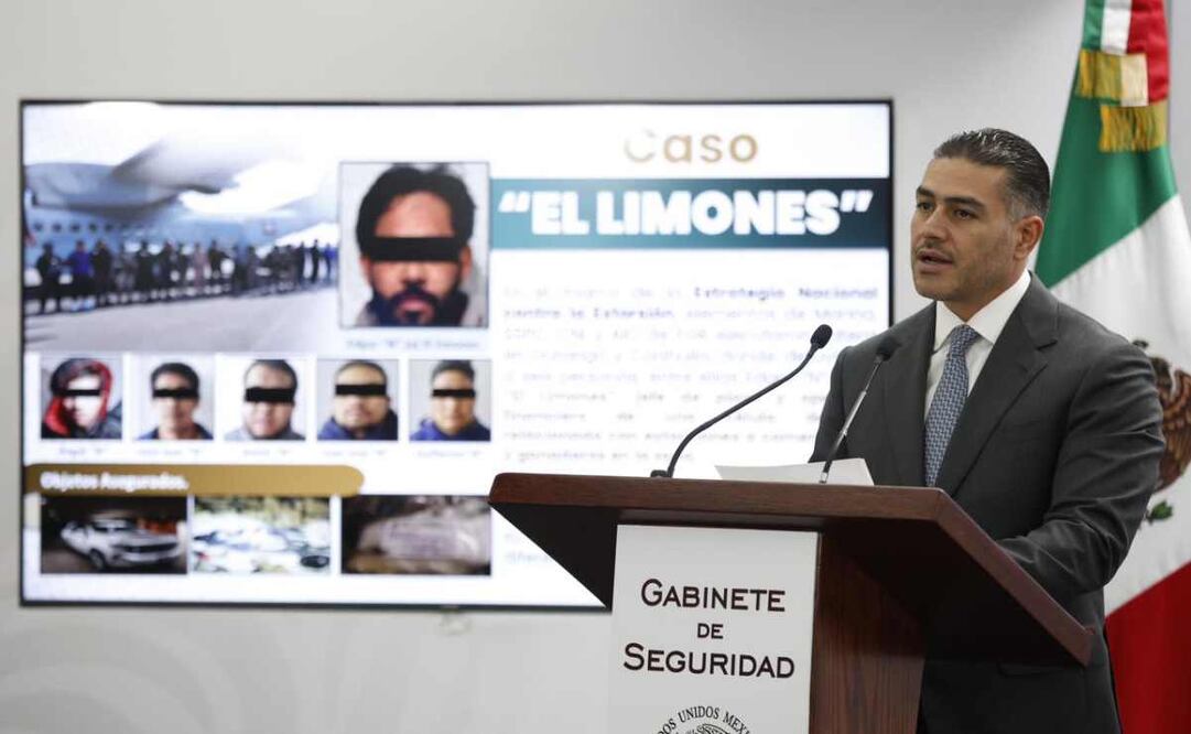 Omar García Harfuch, titular de la SSPC, en conferencia de prensa del gabinete de Seguridad este 14 de diciembre del 2025. Foto: Diego Simón / EL UNIVERSAL