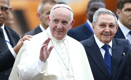 Francis greets guests in the Vatican embassy in Havana