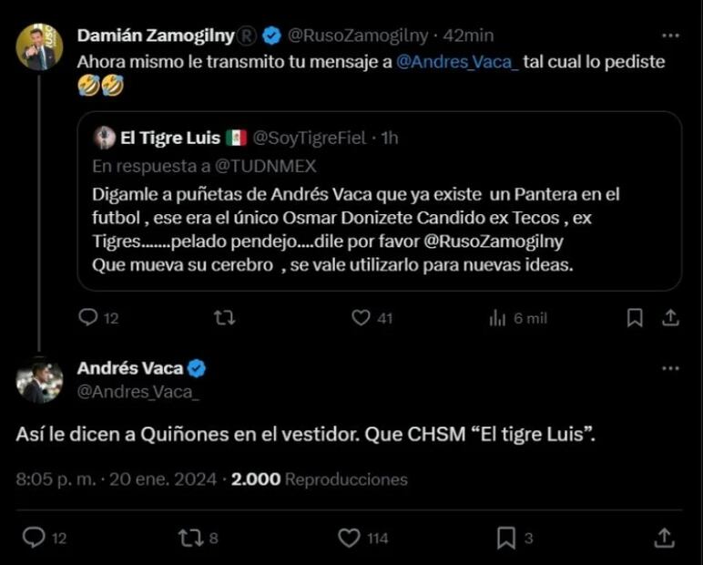 El descargo de Andrés Vaca con un aficionado