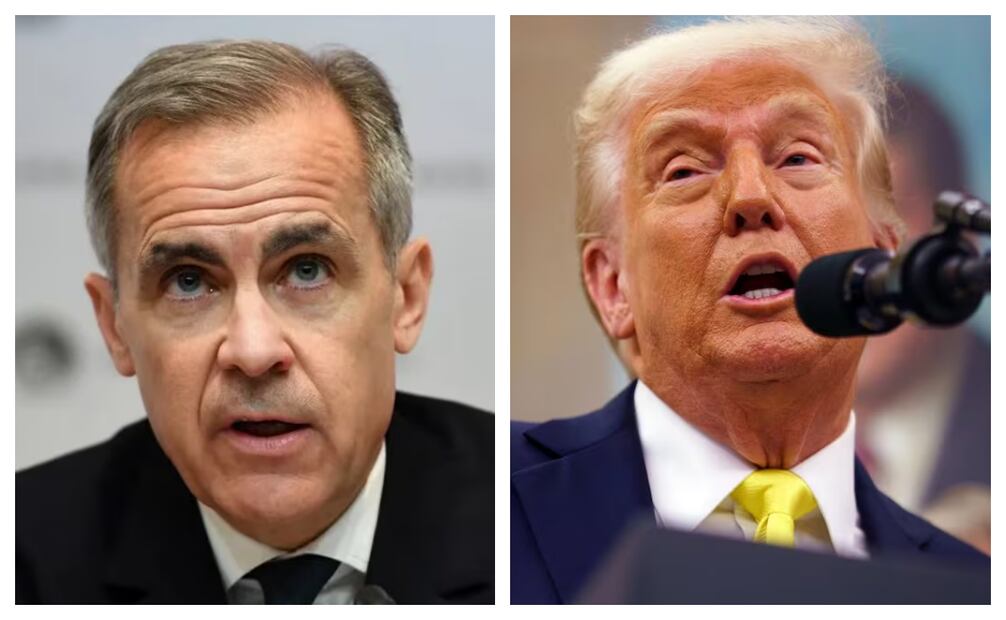 El presidente de Estados Unidos, Donald Trump, y el primer ministro de Canadá, Mark Carney. Foto: Especial
