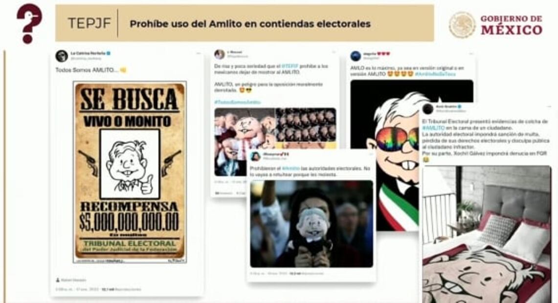 García Vilchis adorna su outfit con un "AMLITO"; critica prohibición del TEPJF