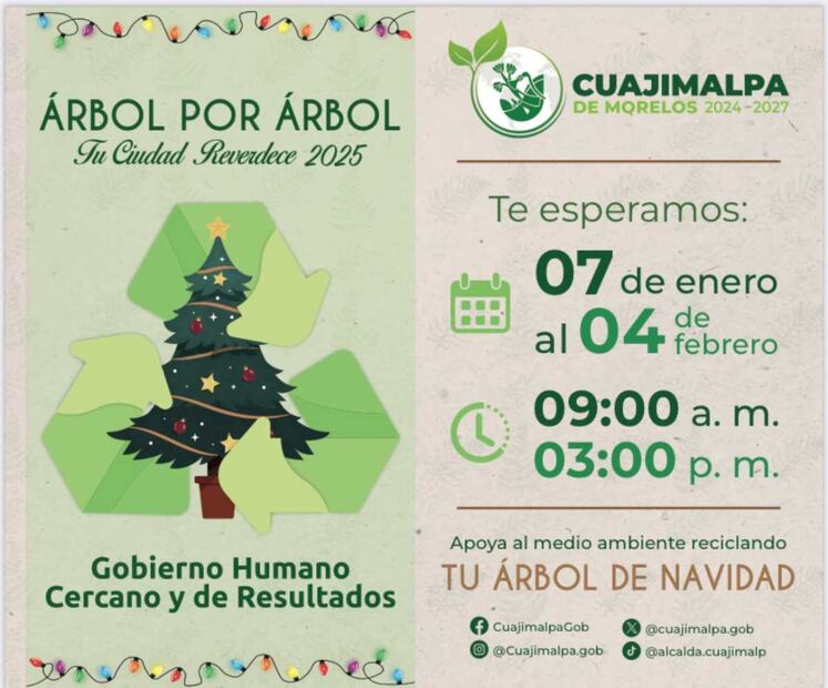 Campaña "Árbol por Árbol: Tu Ciudad Reverdece 2025" en Cuajimalpa. Foto: X@cuajimalpa_gob