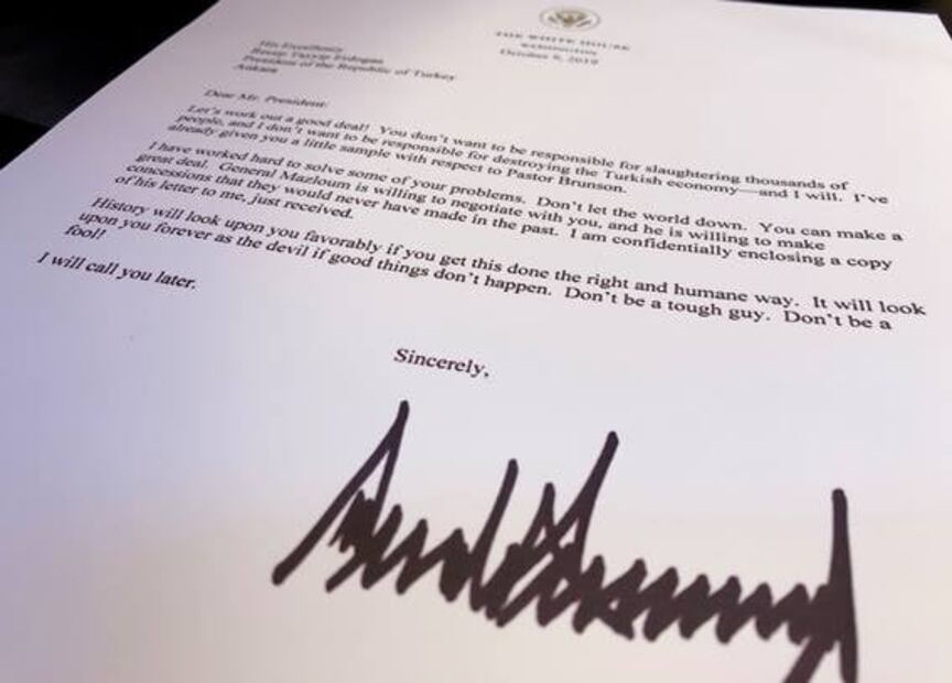Presidente de Turquía tiró a la basura carta con amenazas de Trump, revela diario