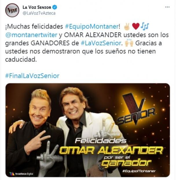 Omar Alexander, del equipo Montaner, se corona como ganador de "La Voz Senior"