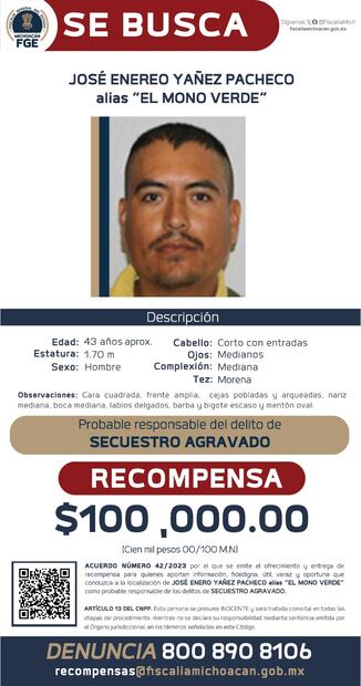 Michoacán ofrece un millón 100 mil pesos para localizar a 11 sujetos; 5, involucrados en crimen de Hipólito Mora