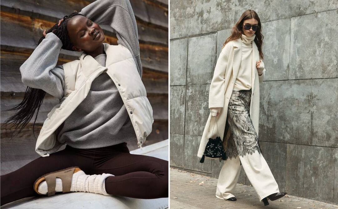 Outfits de Aerie y Stradivarius: el layering se adapta a diferentes estilos. Foto: Especial
