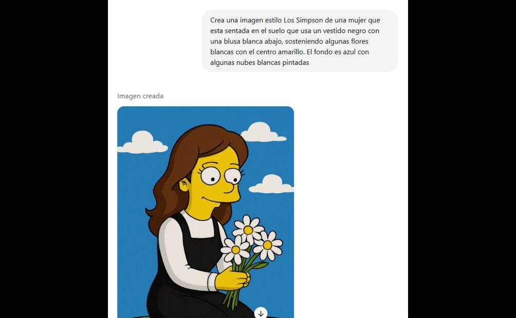 Cómo transformar tus imágenes estilo Los Simpson con ChatGPT. Imagen: captura de pantalla