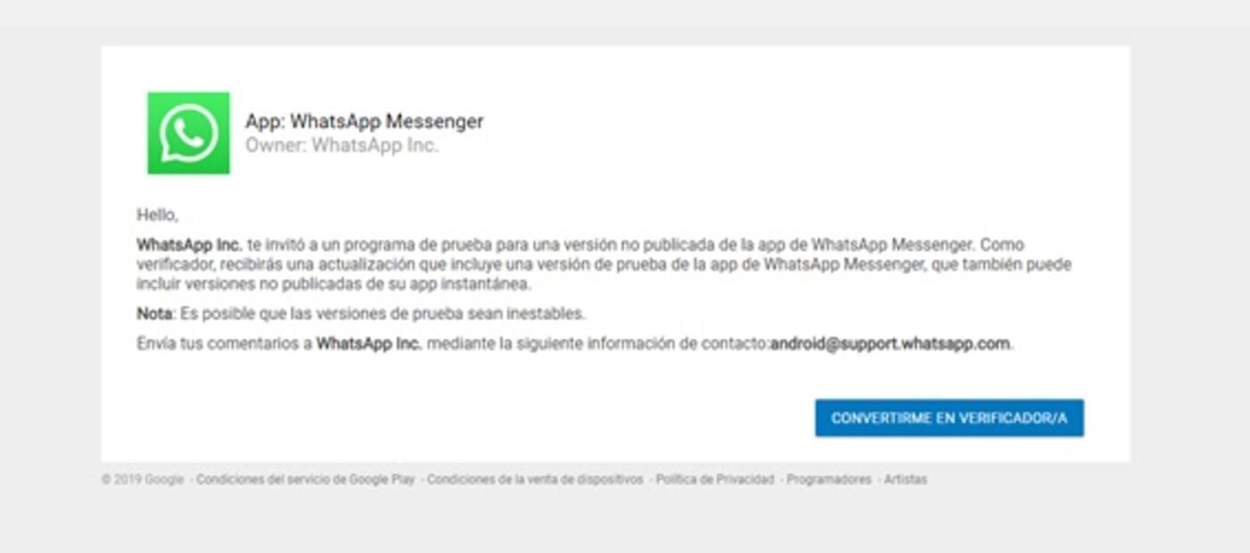 Cómo ser usuario de prueba en WhatsApp