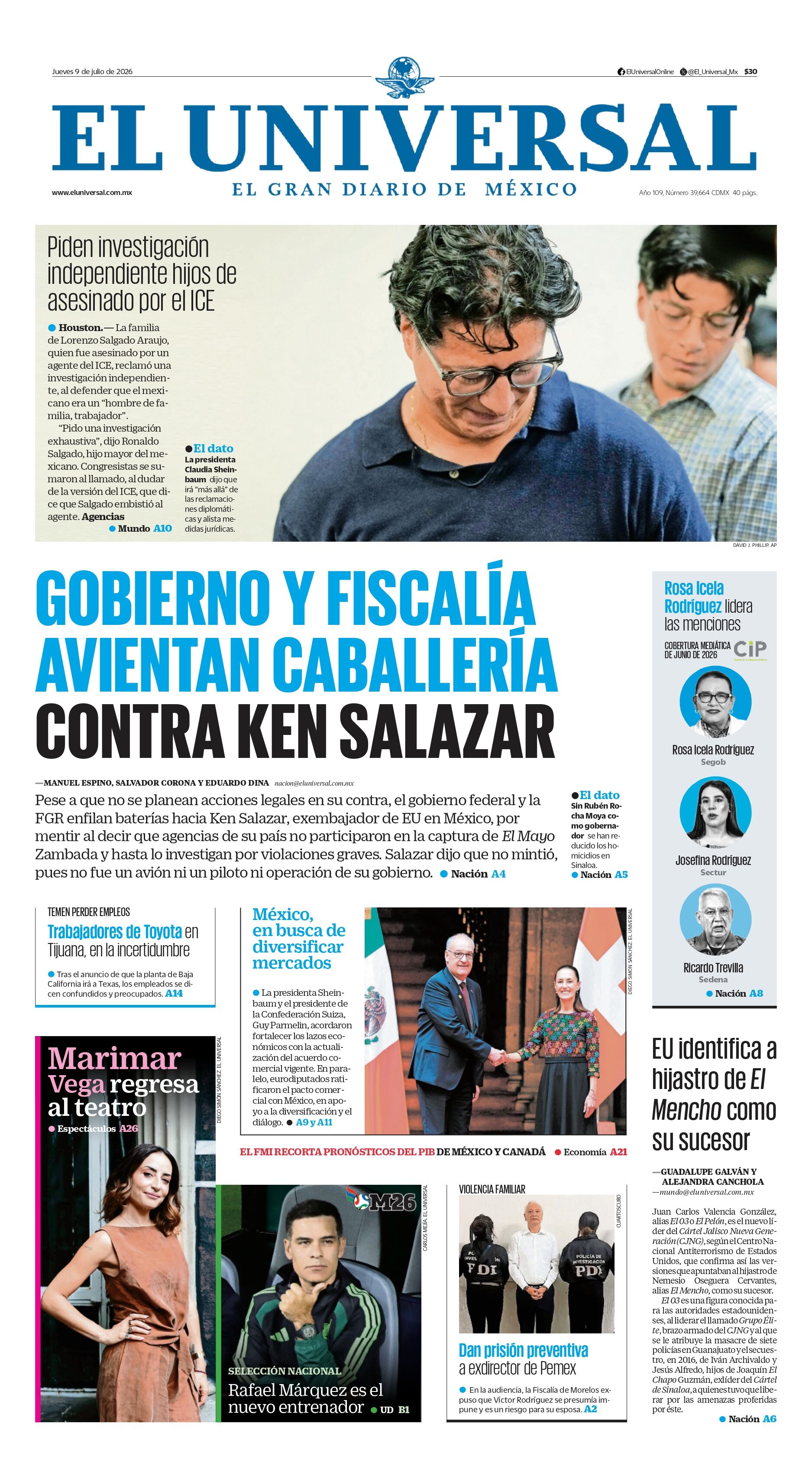 Portada impresa del 9 de julio de 2026