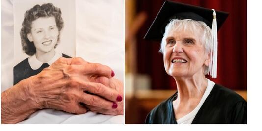 Mujer de 90 años que comenzó la universidad en 1951 se gradúa 71 años después