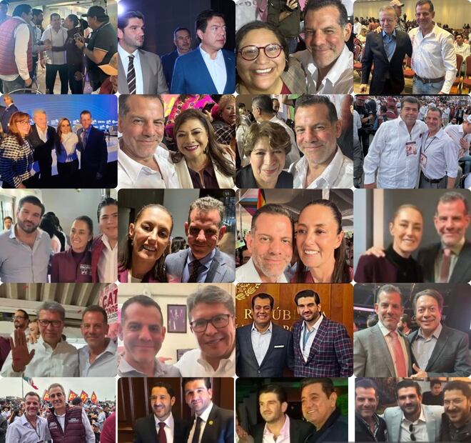 Juan Pablo Penilla con diferentes rostros de la 4T. Foto: especial