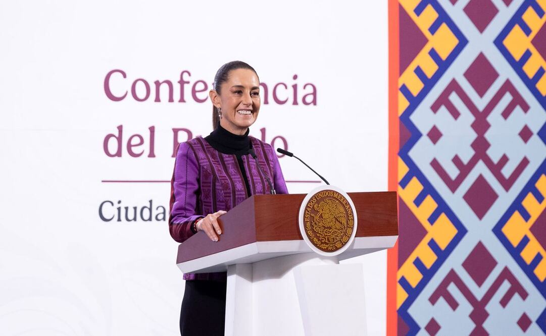 Claudia Sheinbaum, presidenta de México, durante la mañanera del 20 de febrero del 2025 en Palacio Nacional. Foto: Presidencia