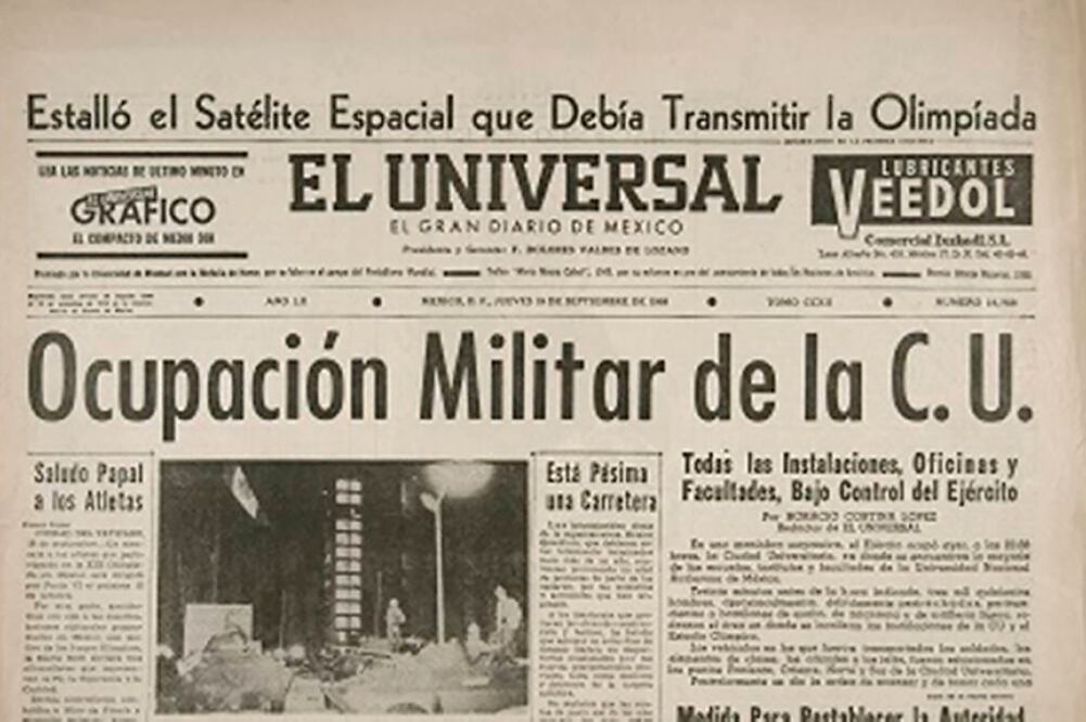 El Gran Diario de México dio a ocho columnas la nota de la toma de las instalaciones de la Universidad por parte del Ejército (ARCHIVO EL UNIVERSAL)