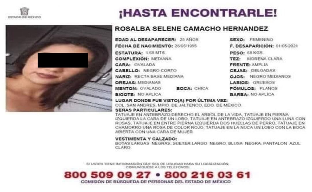 Rosalba Selene fue vista por última vez el 1 de mayo, en las inmediaciones de La Trinidad y del campus de la UAEM Zumpango, cerca de las 20:41 horas del sábado. Foto: Especial 