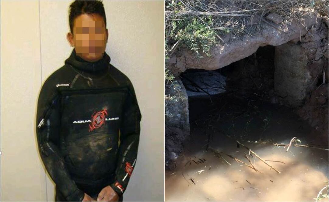 El detenido en su traje de buzo y la salida del túnel en EU. Especial