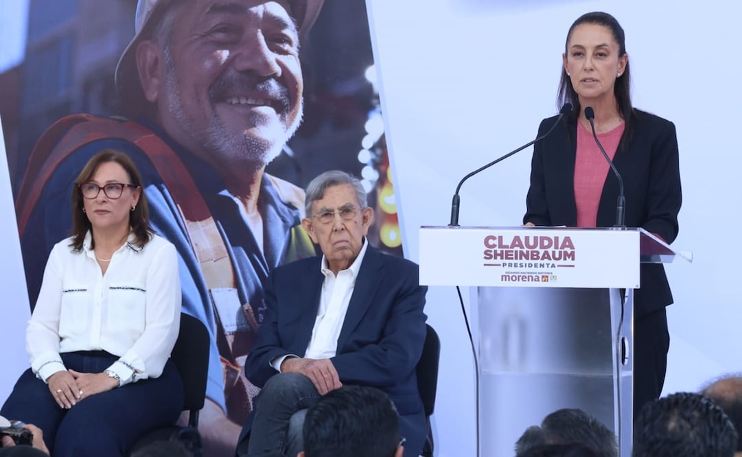 Claudia Sheinbam, Cuauhtémoc Cárdenas y Rocío Nahle al conmemorar la Expropiación Petrolera. Foto: Fernanda Rojas / EL UNIVERSAL