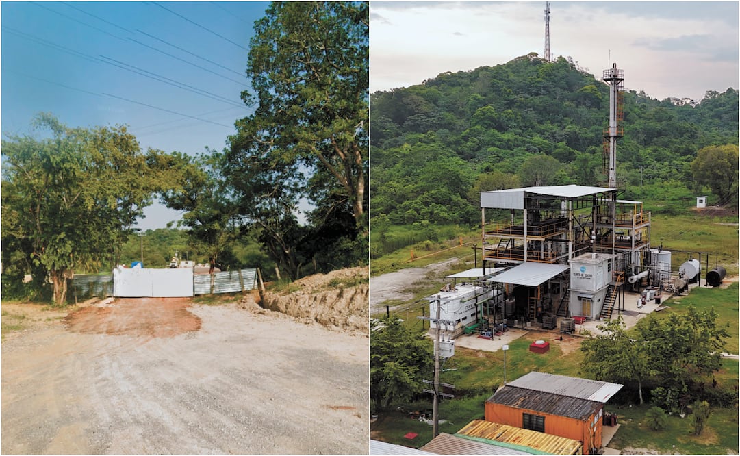 A la izquierda, así se veía la entrada de la minirrefinería, aún en construcción, en 2019. A la derecha, así se encuentra actualmente. Fotos: GOOGLE MAPS y Diego Prado / EL UNIVERSAL