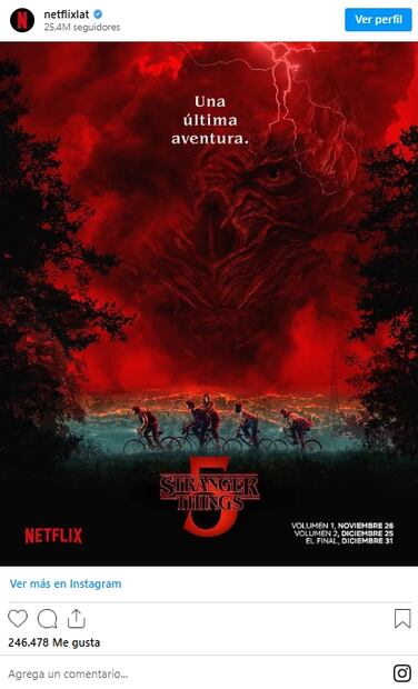 Serie Netflix: lanzan primer tráiler y poster de la última temporada de Stranger Things; ¿cuándo se estrena?. Fuente: Instagram