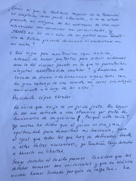 Rosario Robles exige a AMLO juicio justo; “¿por qué esa saña?”, pregunta