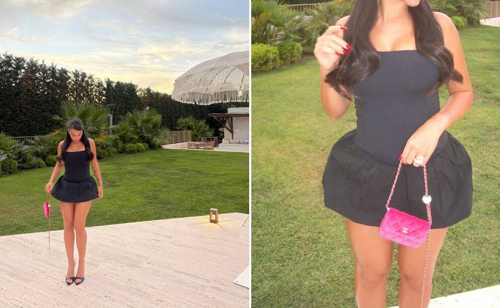 El look de Georgina está protagonizado por un vestido con falda globo. Foto: Especial. Instagram @georginagio