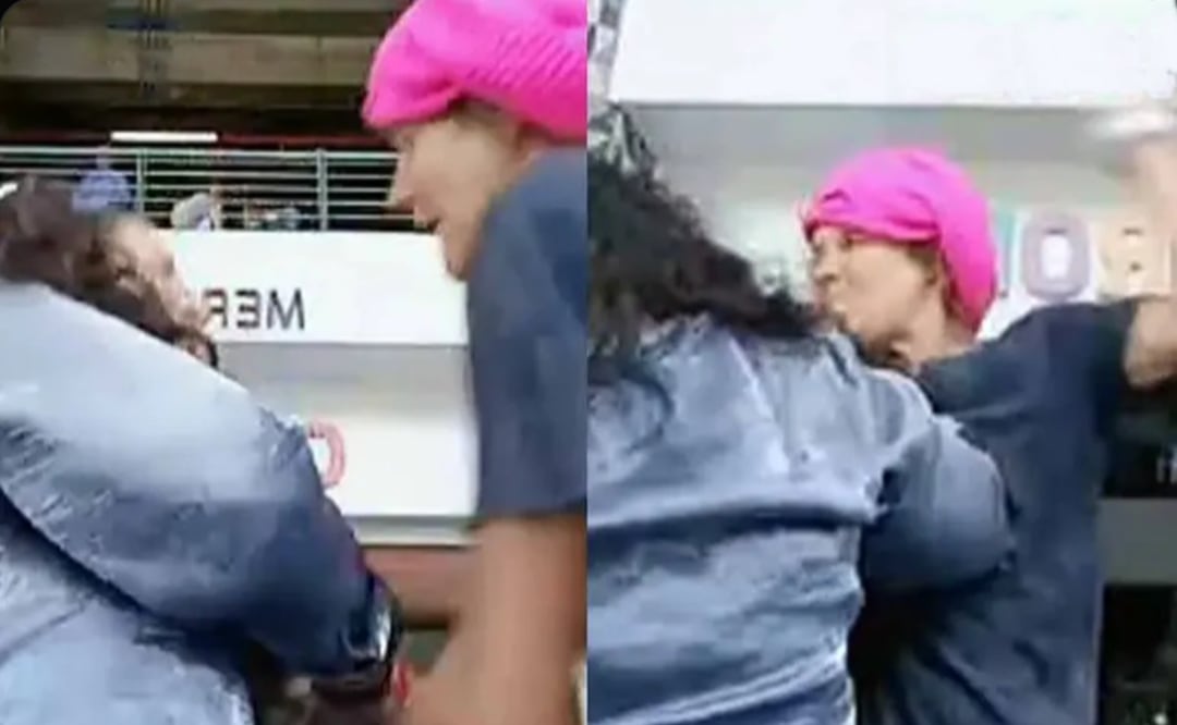 La extranjera golpeó en la cabeza una mujer que cantaba afuera de un mercado. Foto: Redes Sociales