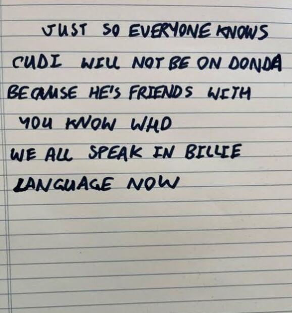 Ye corre a Kid Cudi como colaborador en su álbum "Donda 2" por Instagram