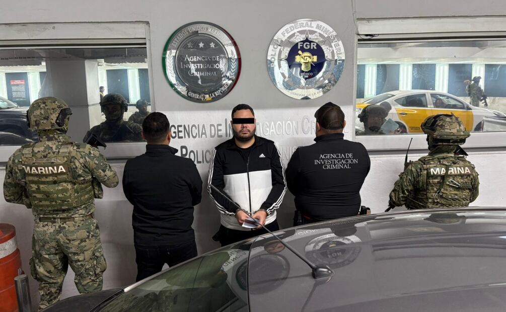 Detención de Jair Francisco Patrón Tobias, alias “H4”, hijo del “H2” y capo de los Beltrán Leyva abatido en 2017 por la Marina (24/10/2025). Foto: Especial