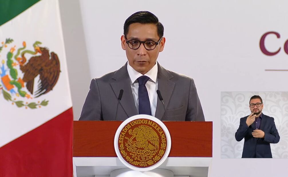 Miguel Ángel Elorza, coordinador de Infodemia, presenta la sección "Detector de mentiras" en La mañanera del Pueblo del 9 de octubre. Foto: captura de pantalla