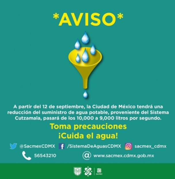 Este jueves comienza la reducción de agua en CDMX y Edomex