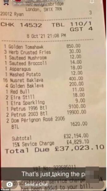Van a nuevo restaurante y les cobran más de 1 millón de pesos