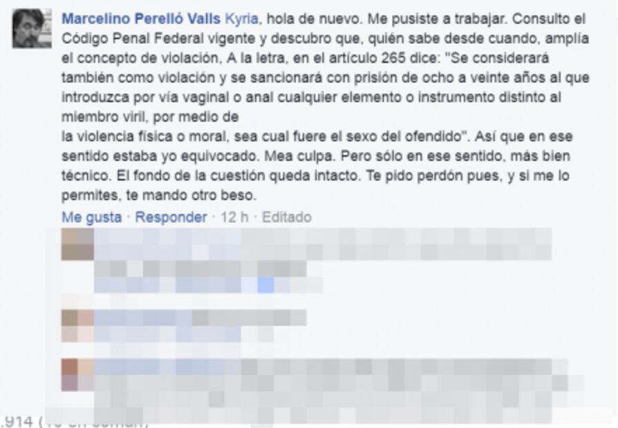 Ratifica Marcelino Perelló comentarios sobre violación