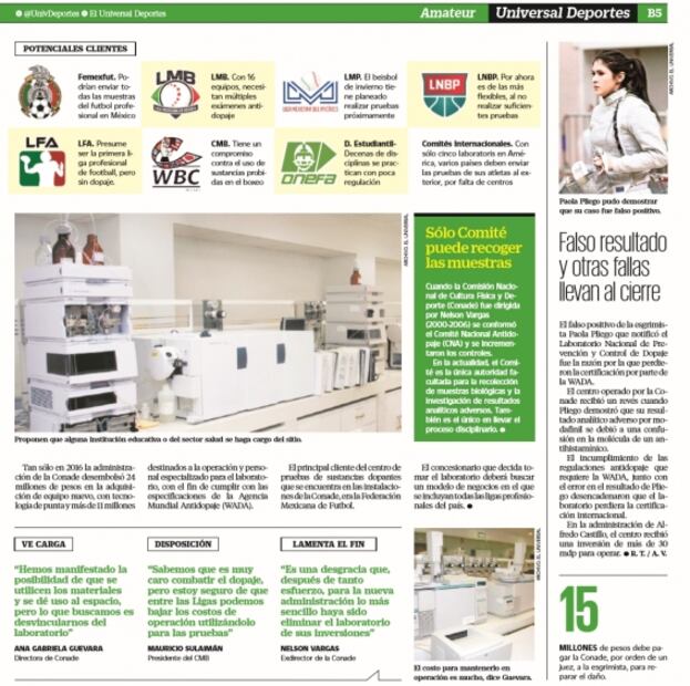 Conade oferta laboratorio antidopaje para no perder 200 mdp