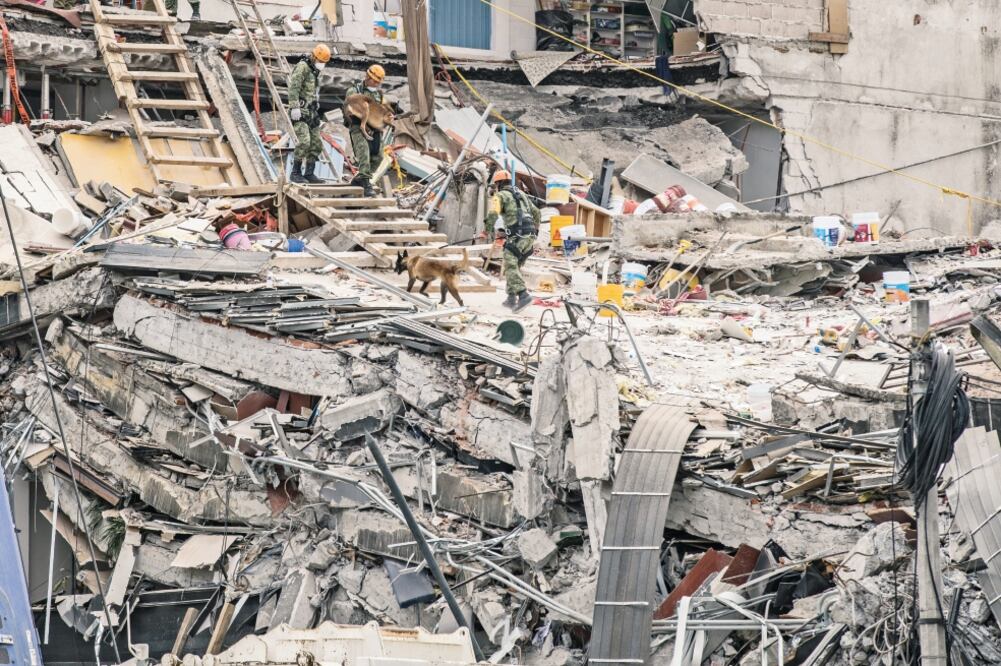 Voluntarios españoles, israelíes, militares, scouts y topos trabajan en las labores de rescate del edificio que estaba en Álvaro Obregón 286, donde se cree que la mayoría de las víctimas se encontraban en el cuarto piso del inmueble (GERMÁN ESPINOSA. EL )