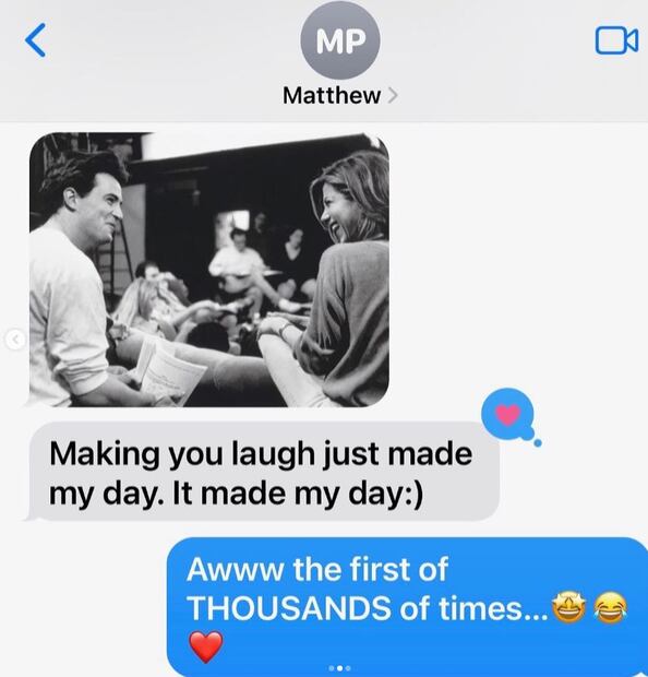 Jennifer Aniston comparte mensaje que recibió de Matthew Perry.