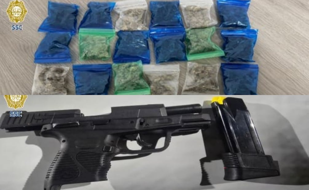 Se le aseguró un arma corta, varias dosis de marihuana y una mochila.
Foto: Especial.