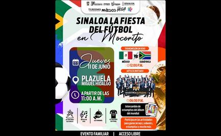 Mundial 2026: Ayuntamiento de Mocorito transmitirá en pantallas gigantes partido México vs Sudáfrica; alista actividades culturales 