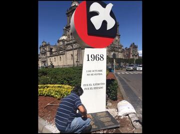 Instalan placas conmemorativas en antimonumento al 68