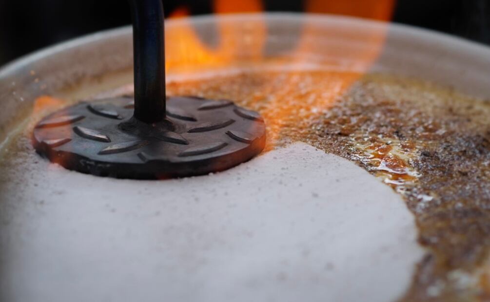 Arroz con leche caramelizado del chef Juantxo Sánchez. Foto: Cortesía.