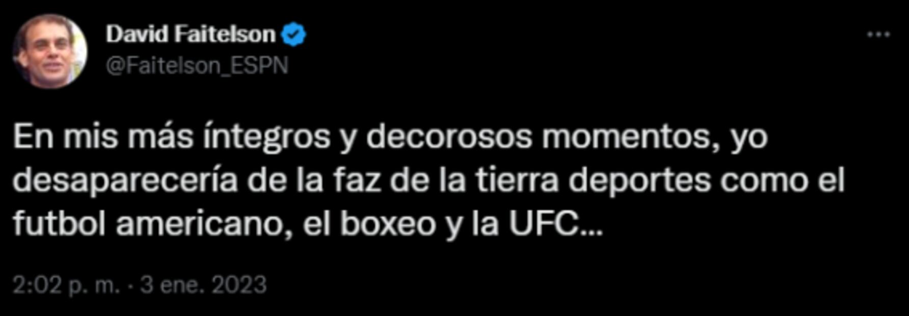 David Faitelson asegura que "desaparecería deportes como el futbol americano o el boxeo"