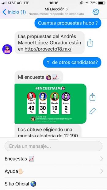 ¿Quieres saber algo de las elecciones? Pregúntale en chatbot a EMI