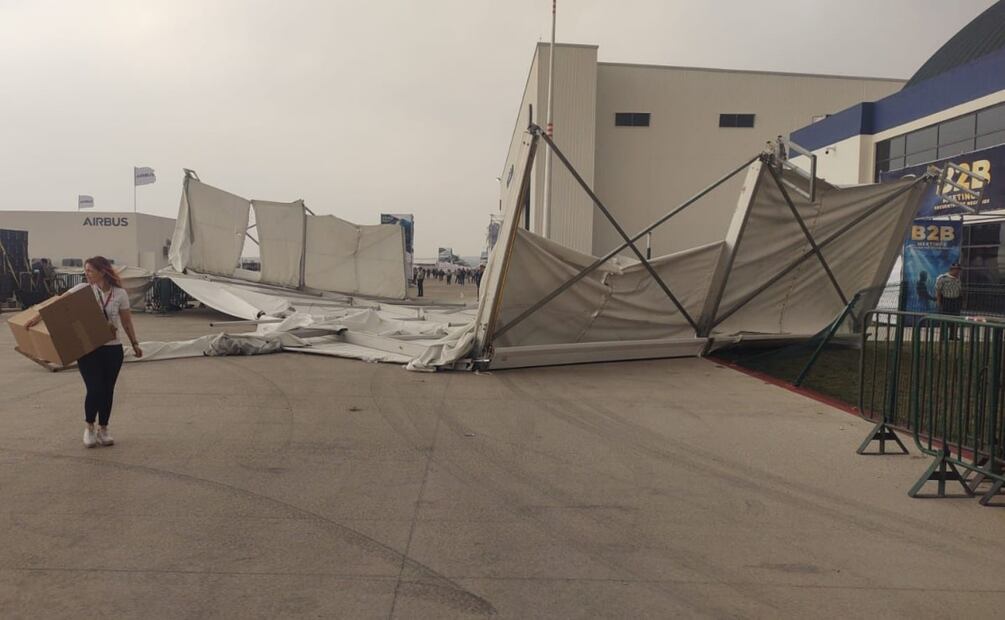 Accidente en las instalaciones de la Base Aérea Militar de Santa Lucía durante la Feria Aeroespacial. Foto: Especial